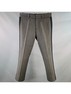 MARC JACOBS Size 34 Black Grey Stripe Virgin Wool Straight Dress Pants